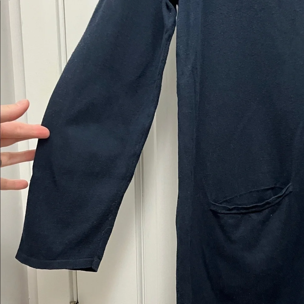 J. Jill 100% Cotton Long Line Duster Navy Blue Cardigan - Size L